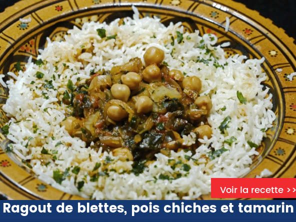Ragout de blettes, pois chiches et tamarin